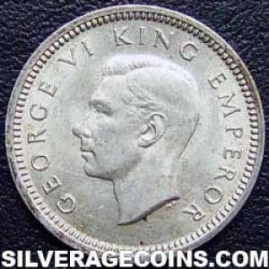 1943 George VI New Zealander Silver Threepence (Obverse)