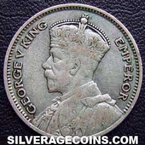 6 Peniques de Plata Neozelandeses de Jorge V 1933 (Anverso)