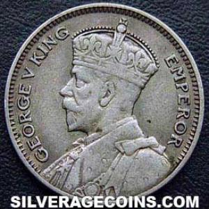 1934 George V New Zealander Silver Sixpence (Obverse)