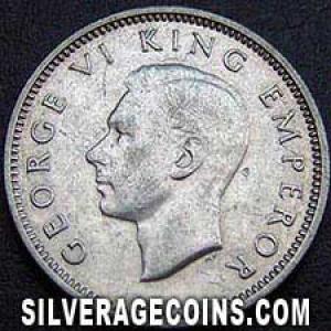 1940 George VI New Zealander Silver Sixpence (Obverse)