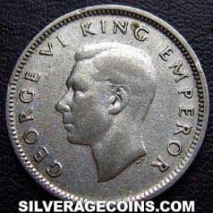1943 George VI New Zealander Silver Sixpence (Obverse)