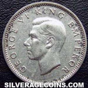1946 George VI New Zealander Silver Sixpence (Obverse)