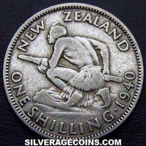 1940 George VI New Zealander Silver Shilling (Reverse)