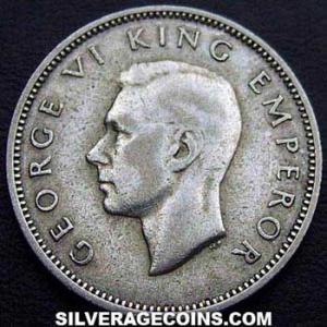 1943 George VI New Zealander Silver Shilling (Obverse)