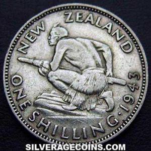 1943 George VI New Zealander Silver Shilling (Reverse)