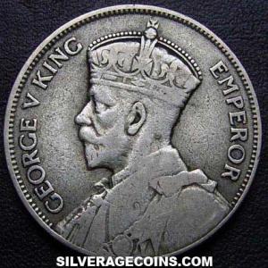 1934 George V New Zealander Silver Florin (Obverse)
