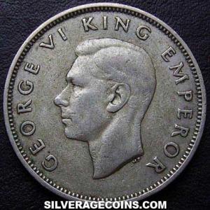 1937 George VI New Zealander Silver Florin (Obverse)
