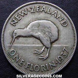1937 George VI New Zealander Silver Florin (Reverse)