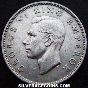 1941 George VI New Zealander Silver Florin (Obverse)