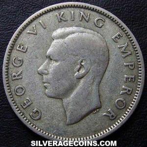 1943 George VI New Zealander Silver Florin (Obverse)