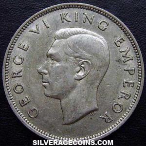 1943 George VI New Zealander Silver Half Crown (Obverse)