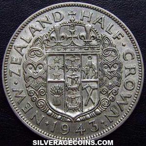 1943 George VI New Zealander Silver Half Crown (Reverse)