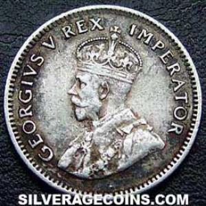 6 Peniques de Plata Sudafricanos de Jorge V 1933 (Anverso)