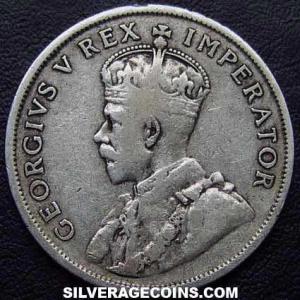 1934 George V South African Silver 2 Shillings (Obverse)