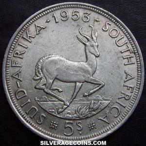 1953 Elizabeth II South African Silver 5 Shillings (Reverse)