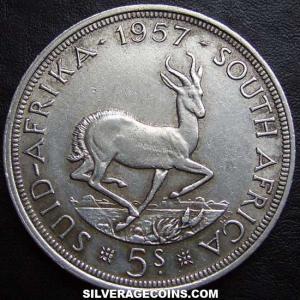 1957 Elizabeth II South African Silver 5 Shillings (Reverse)
