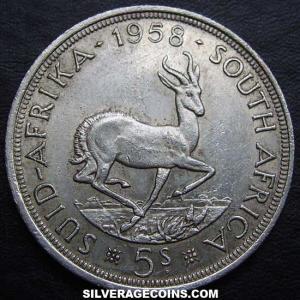 1958 Elizabeth II South African Silver 5 Shillings (Reverse)