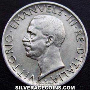 1926 R Victor Emmanuel III Italian Silver 5 Lire (*FERT*) (Obverse)