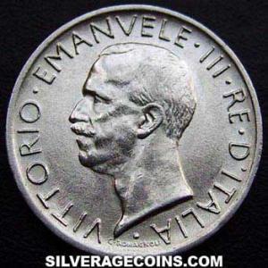 5 Liras de Plata Italianas de Victor Manuel III (*FERT*) 1927 R (Anverso)
