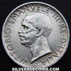 1930 R Victor Emmanuel III Italian Silver 5 Lire (*FERT*) (Obverse)