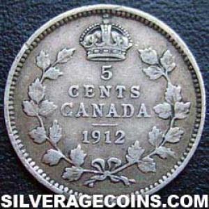 5 Céntimos de Plata Canadienses de Jorge V 1912 (Reverso)