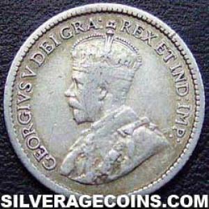 1914 George V Canadian Silver 5 cents (Obverse)