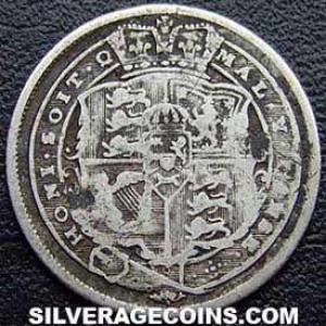 1816 George III British Silver Sixpence (Reverse)