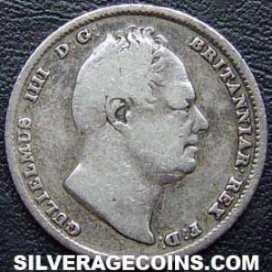 1834 William IV British Silver Sixpence (Obverse)