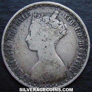 1856 Victoria British Silver "Gothic" Florin (Obverse)