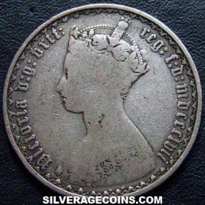 1857 Victoria British Silver "Gothic" Florin (Obverse)
