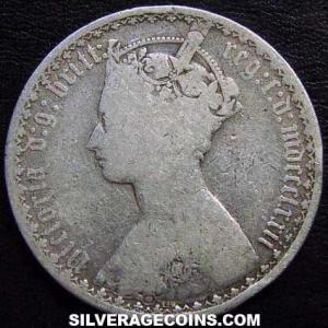 1872 Victoria British Silver "Gothic" Florin (Obverse)