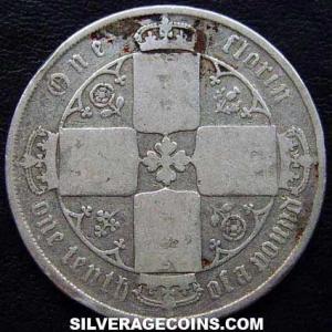 1872 Victoria British Silver "Gothic" Florin (Reverse)
