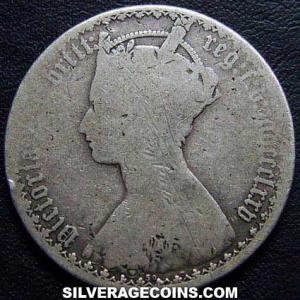1875 Victoria British Silver "Gothic" Florin (Obverse)