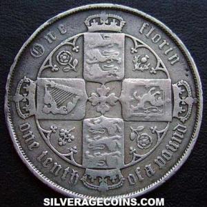 1883 Victoria British Silver "Gothic" Florin (Reverse)