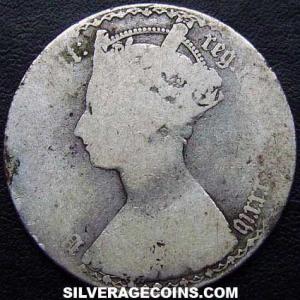 1884 Victoria British Silver "Gothic" Florin (Obverse)