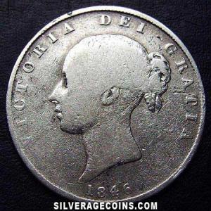 Media Corona "Young Head" de Plata Británica de Victoria 1846 (Anverso)