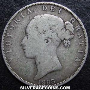 Media Corona "Young Head" de Plata Británica de Victoria 1883 (Anverso)