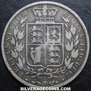 Media Corona "Young Head" de Plata Británica de Victoria 1883 (Reverso)