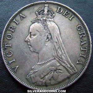 1887 Arabic 1 Victoria British Silver Double Florin (Obverse)