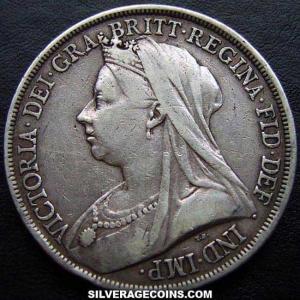 Corona "Widow Head" de Plata Británica de Victoria 1893-LVI (Anverso)