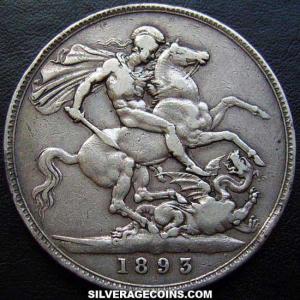 Corona "Widow Head" de Plata Británica de Victoria 1893-LVI (Reverso)