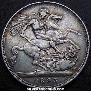 1893-LVII Victoria British Silver "Widow Head" Crown (Reverse)