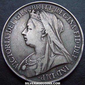 1900-LXIV Victoria British Silver "Widow Head" Crown (Obverse)