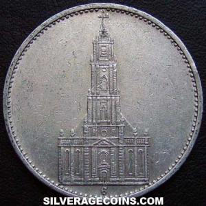 1935 G German Third Reich Silver 5 Reichsmarks (no date) (Reverse)