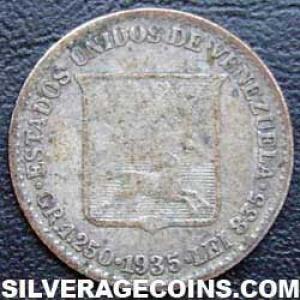 1935 (p) Venezuelan Silver 25 Centimos (Obverse)
