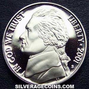 2001 S United States "Jefferson Nickel" 5 Cents (Obverse)