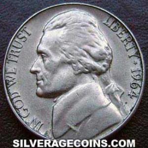 1964 United States "Jefferson Nickel" 5 Cents (Obverse)