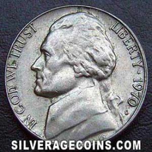 1970 D United States "Jefferson Nickel" 5 Cents (Obverse)