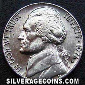1976 D United States "Jefferson Nickel" 5 Cents (Obverse)