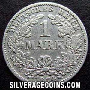 1874 G Wilhelm I German Silver Mark (Reverse)